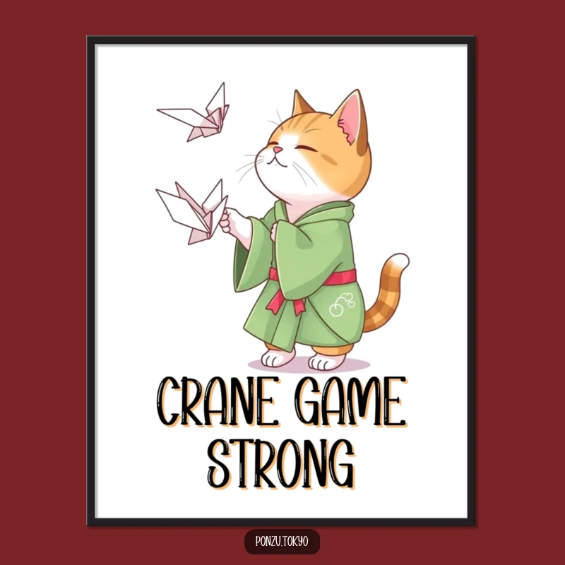 Funny Cat Origami Digital Art: Playful Cat Kimono Print Funny Gift