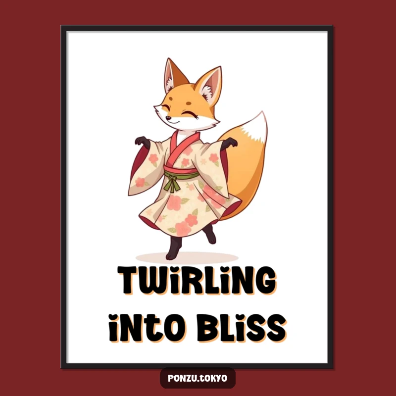 Funny Fox Pirouette Poster: Graceful Fox Kimono Art Funny Gift