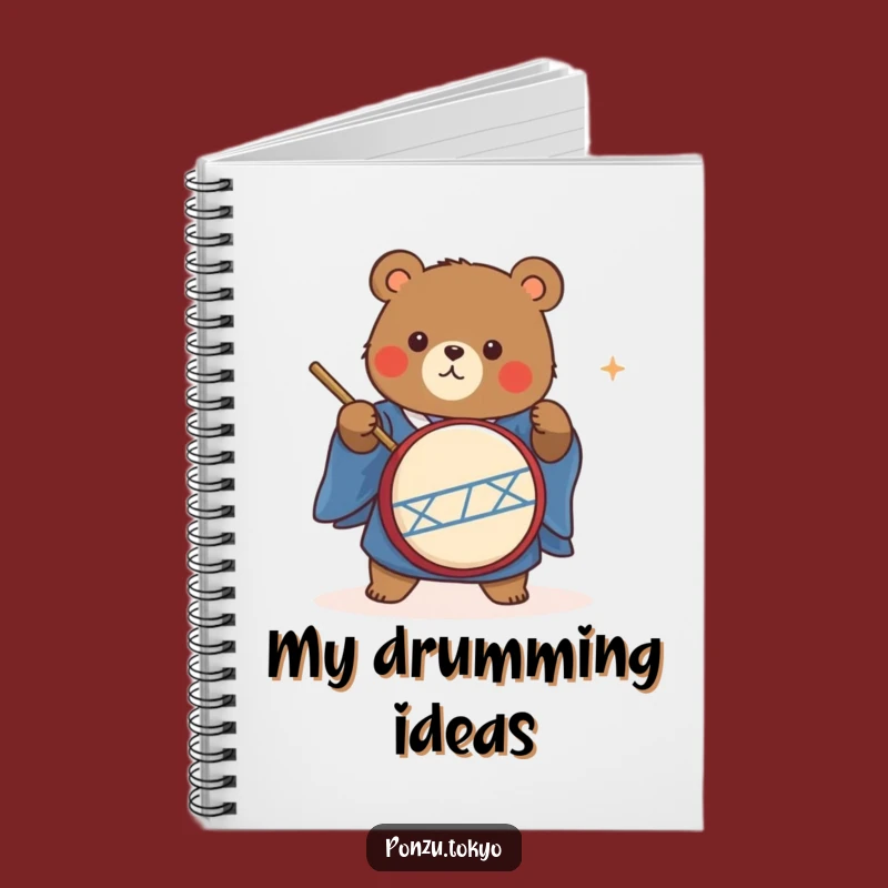 Funny Bear Taiko Drummer Notebook: Music Bear Journal Funny Gift