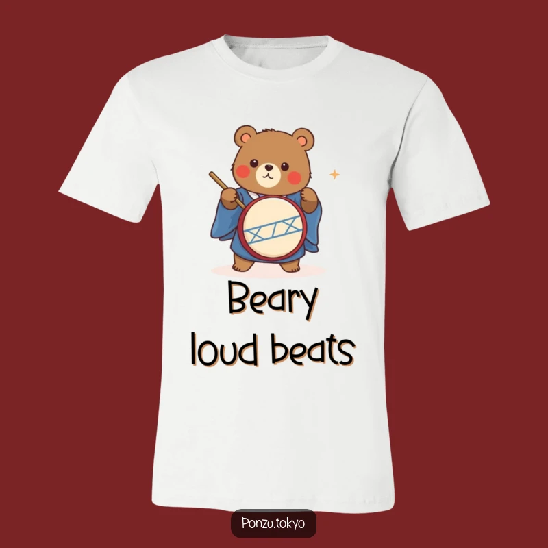 Funny Bear Taiko Drummer T-Shirt: Energetic Bear Kimono Tee Funny Gift