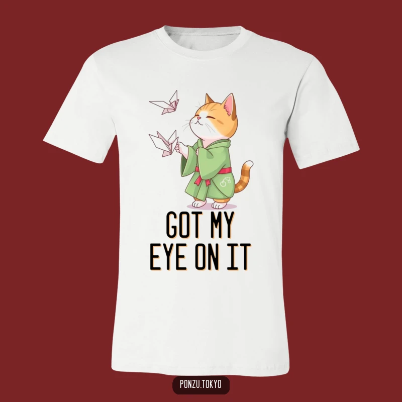 Funny Cat Origami T-Shirt: Playful Cat Kimono Crane Tee Funny Gift
