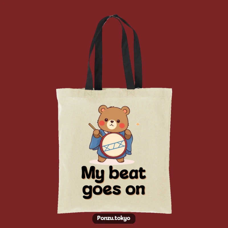 Funny Bear Taiko Drummer Tote Bag: Music Bear Kimono Bag Funny Gift
